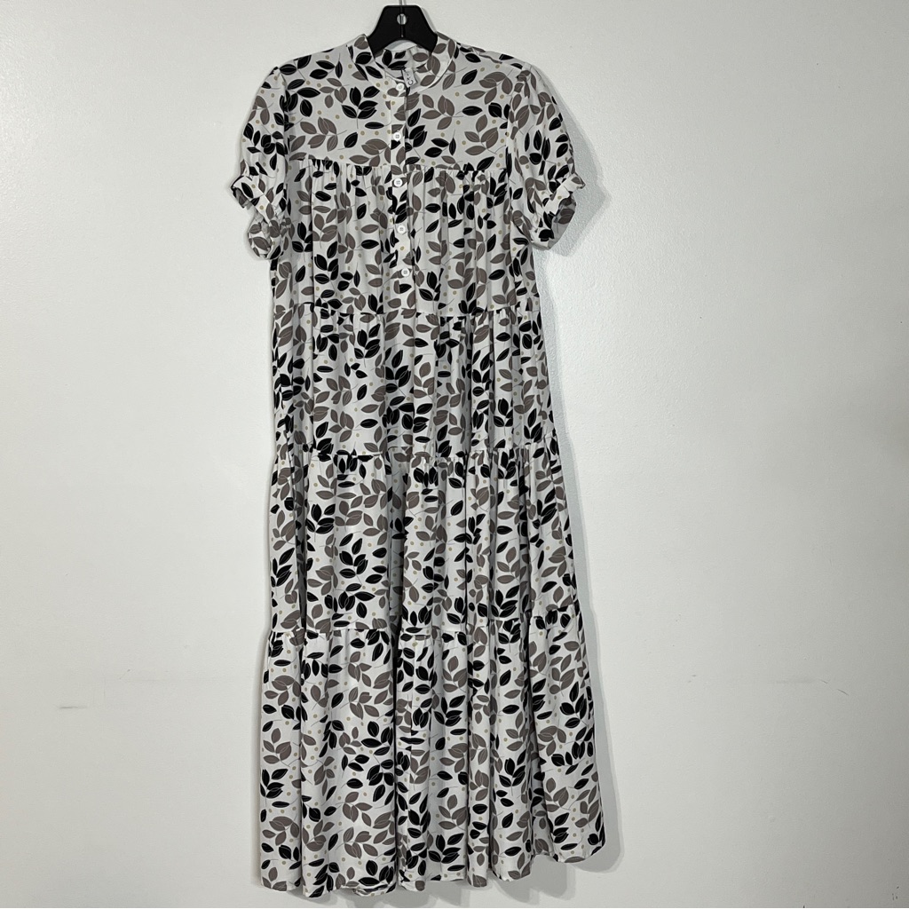 Cq Black White Tan Floral Tiered Maxi Dress